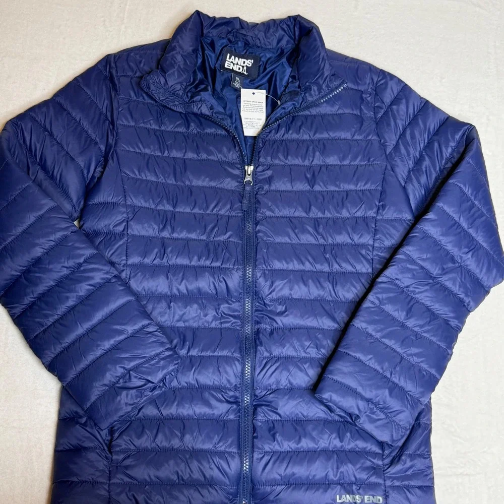 Lands End Kids Blue Lightweight Primaloft Puffer‎ Jacket Size XL 14 16